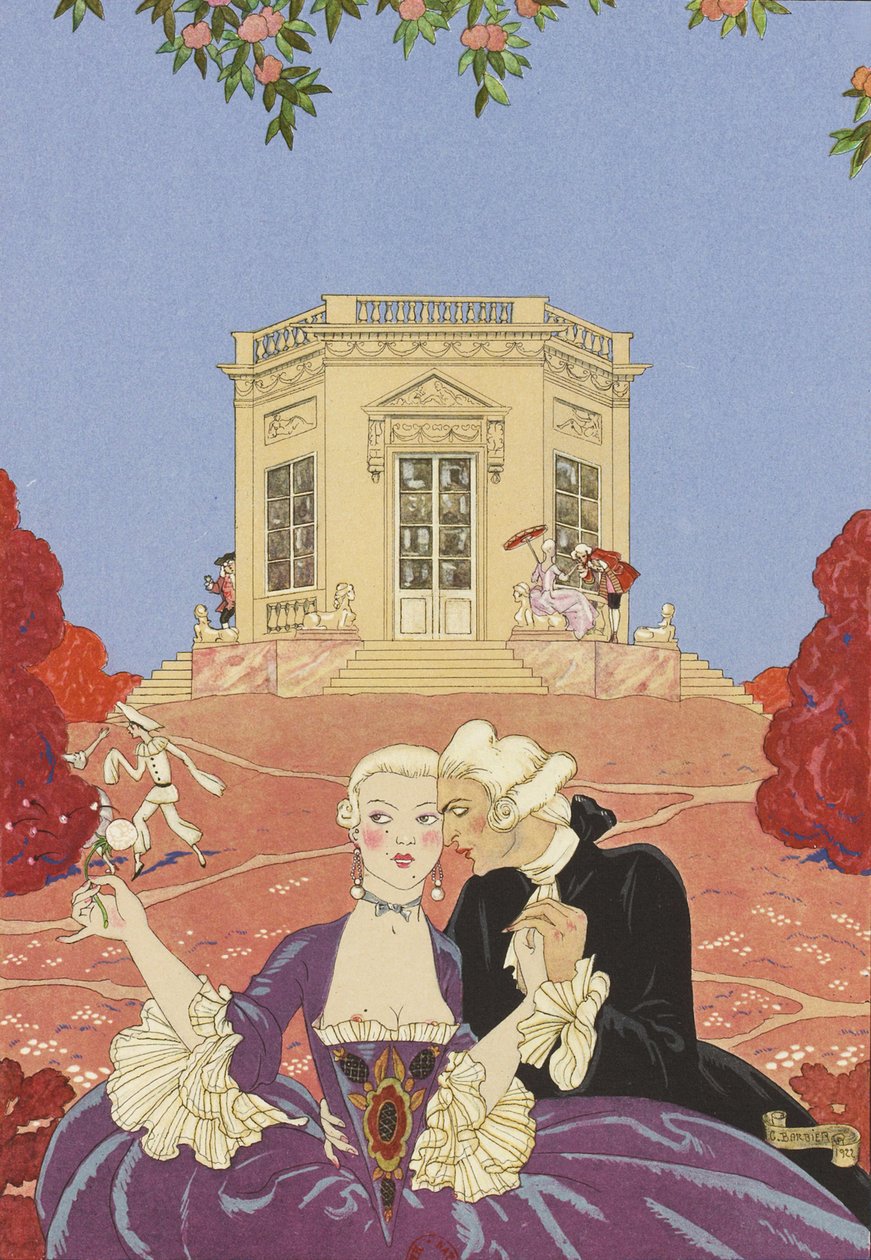 Paul Verlainen kuvitus Fêtes galantesille, 1928. tekijältä George Barbier
