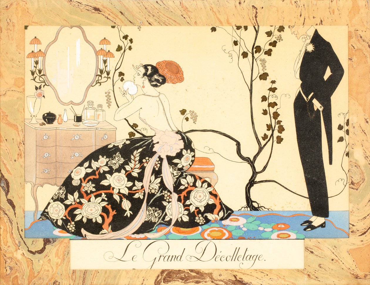 Le Grand Décolletage, Le Bonheur du Jour tai Les Graces à la Mode, 1924. tekijältä George Barbier