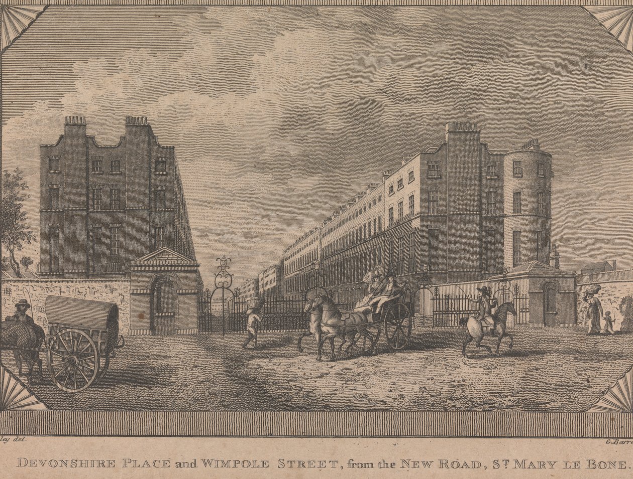 Devonshire Place ja Wimpole Street, New Roadilta, St. Mary le Bone tekijältä George Barret