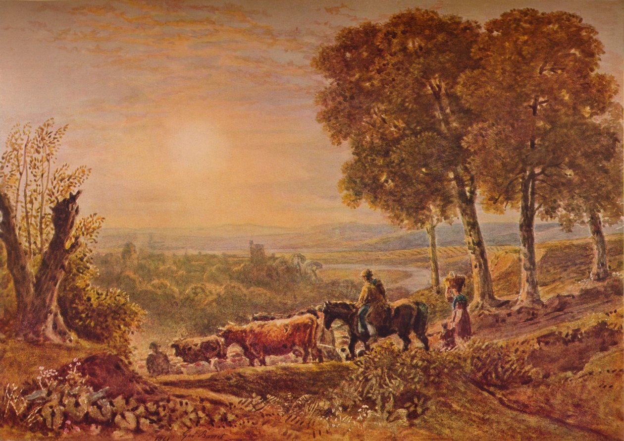 "Auringonlasku karjan kanssa", 1841. tekijältä George Barret the Younger