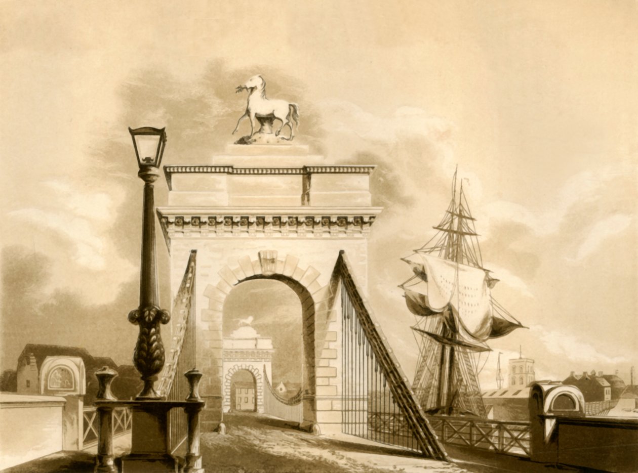 Norfolk Bridge, New Shoreham, 1835. tekijältä George Baxter