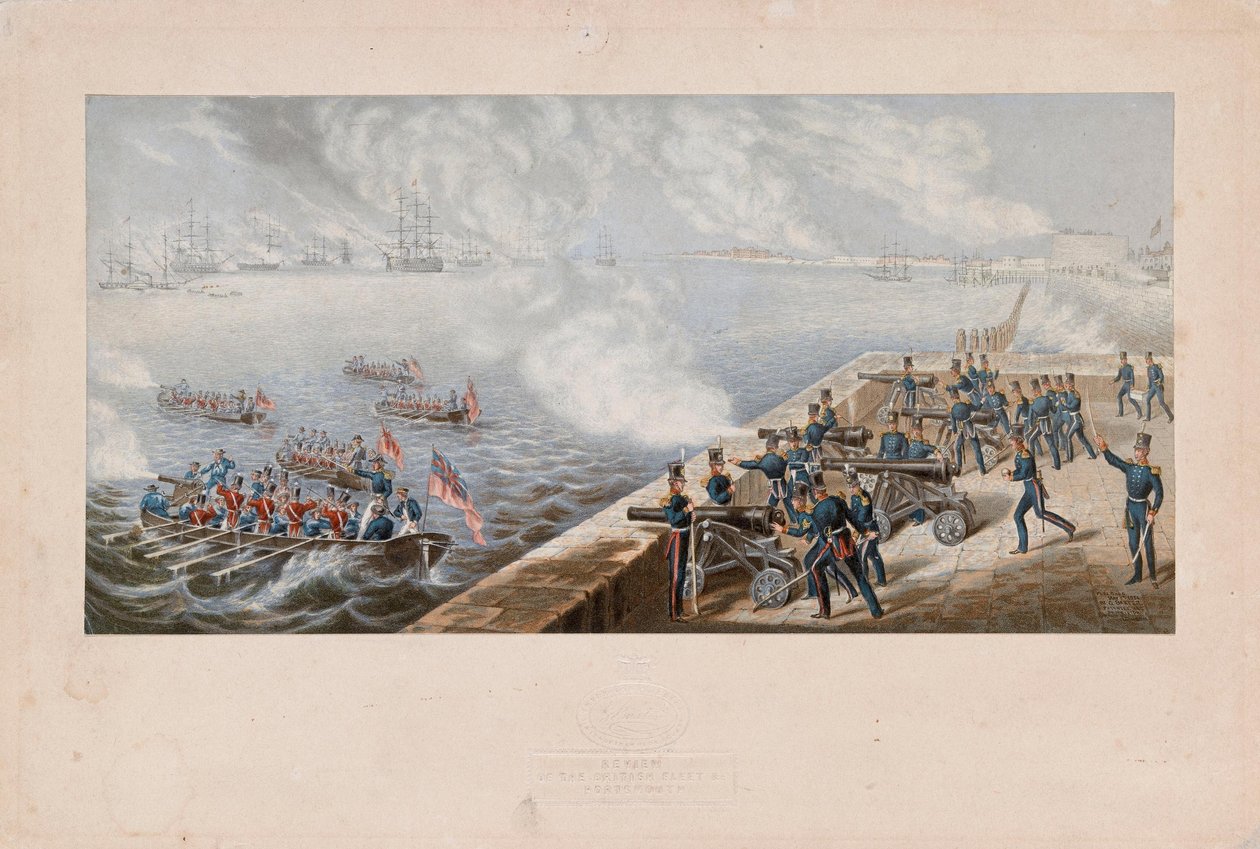 Britannian laivaston katselmus jne., Portsmouth tekijältä George Baxter