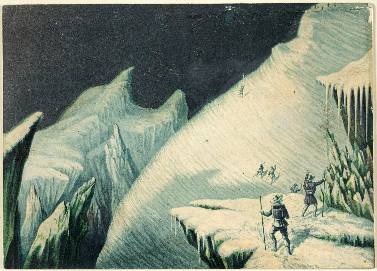 Mur de la Côte, teoksesta "Mont Blancin nousu" tekijältä George Baxter