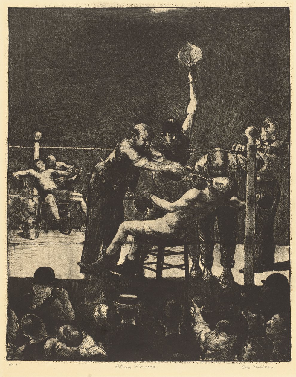 Kierrosten välissä, iso, ensimmäinen kivi tekijältä George Bellows
