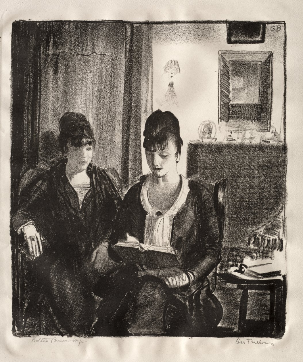 Elsie lukee Emmalle, toinen kivi tekijältä George Bellows
