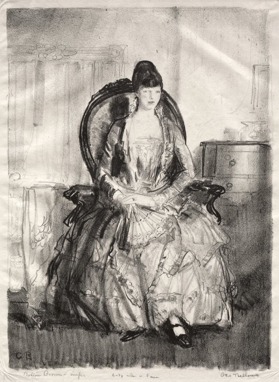 Nainen, jolla on viuhka tekijältä George Bellows