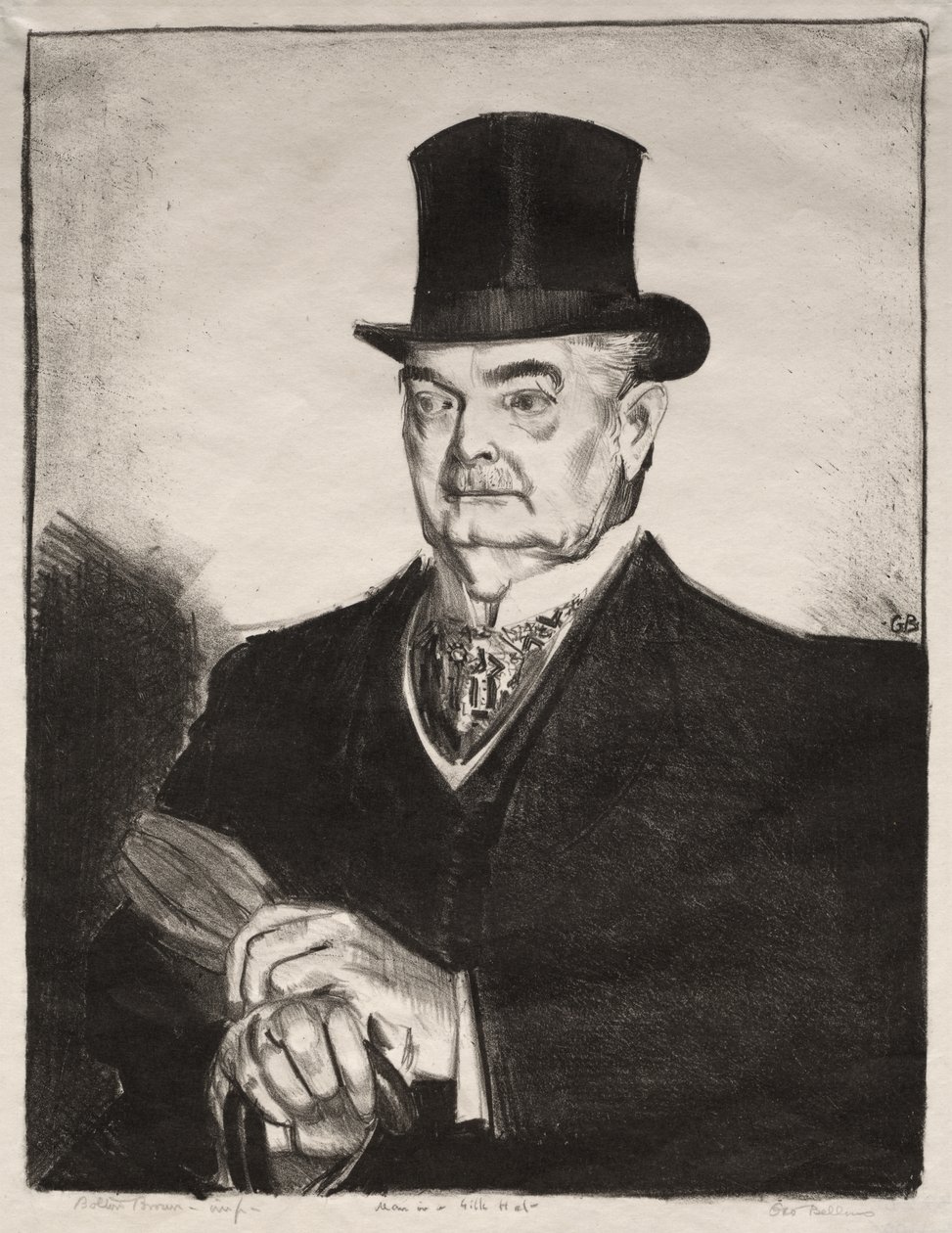 Mies silkkihattu päässä tekijältä George Bellows