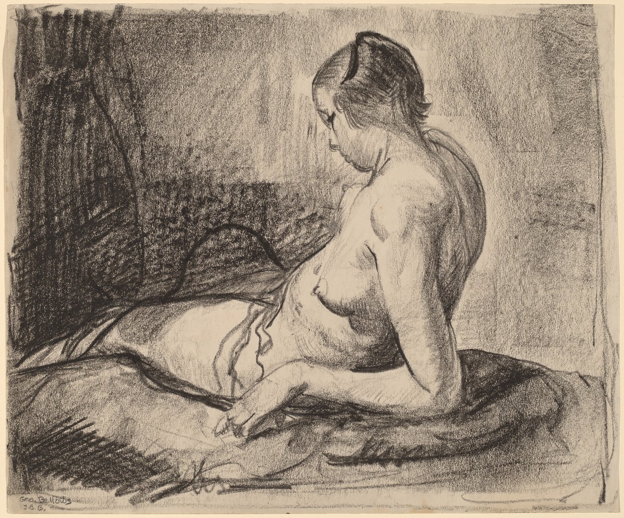 Alaston tyttö makuuasennossa tekijältä George Bellows