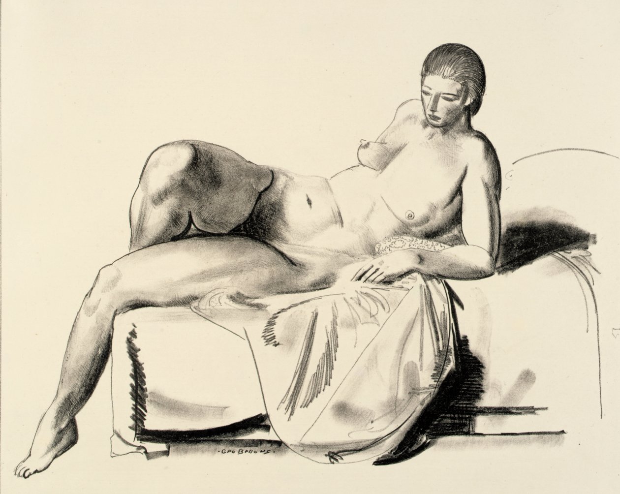 Alastontutkielma, klassinen hahmo sohvalla tekijältä George Bellows