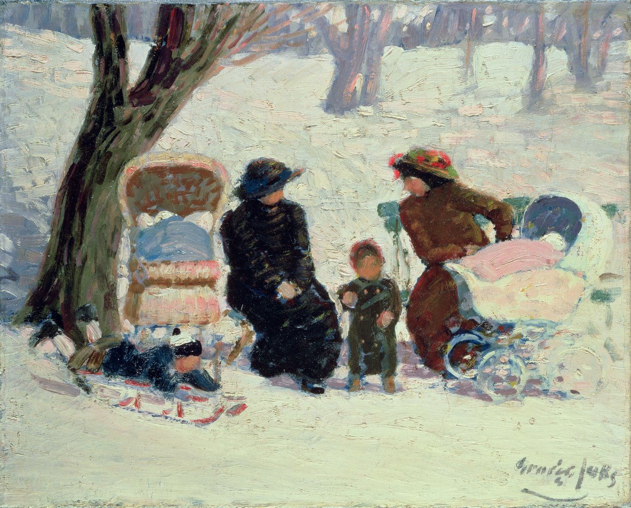 Nursemaids, High Bridge Park (öljy kankaalle) tekijältä George Benjamin Luks