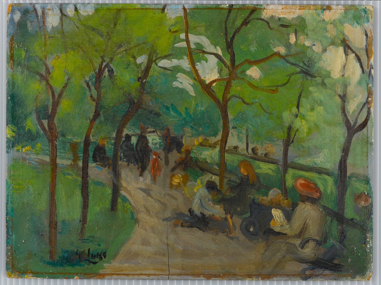 Prospect Park, n. 1902-10 (öljy paneeliin) tekijältä George Benjamin Luks