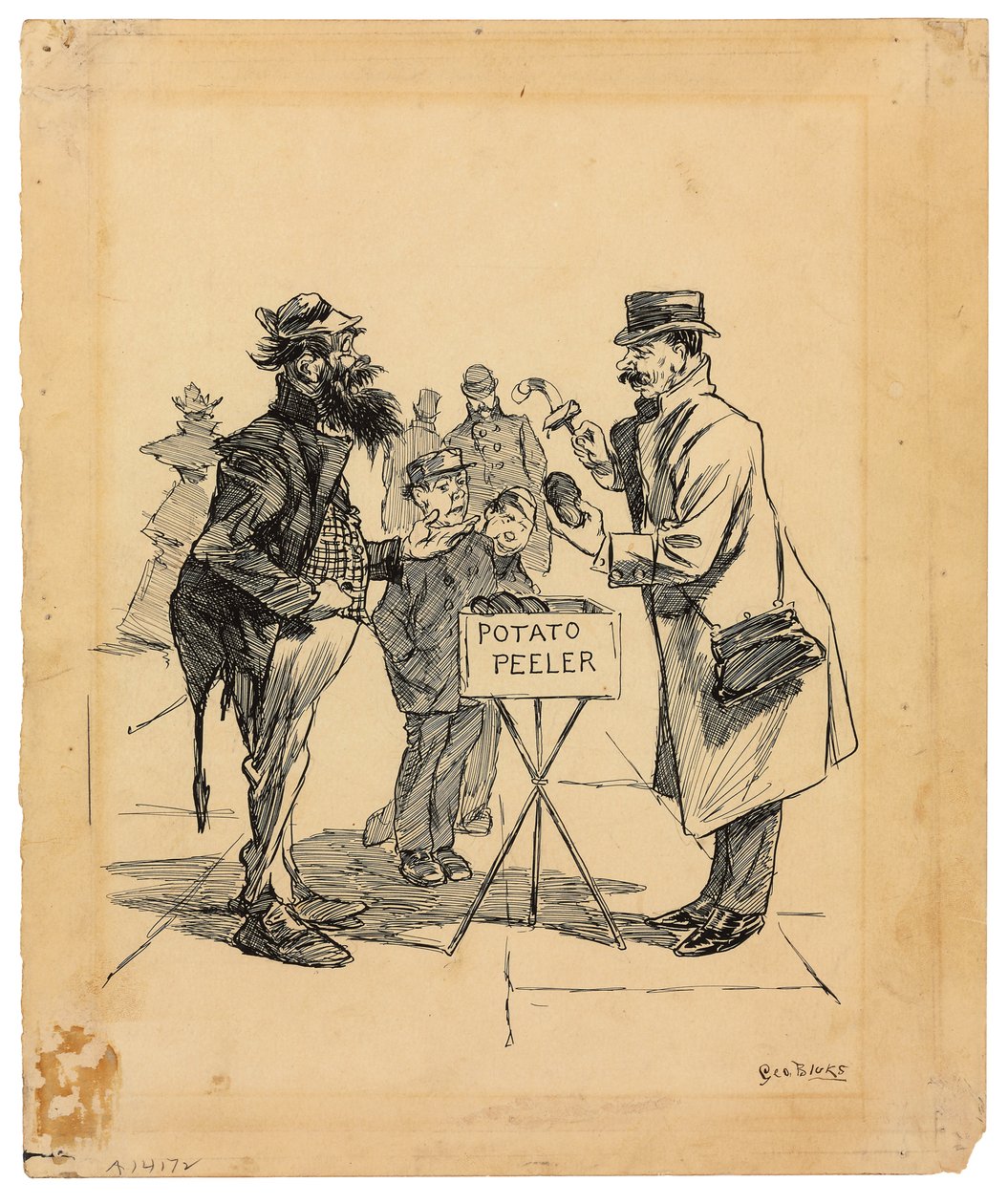 Street Vendor, n. 1895 (muste paperille) tekijältä George Benjamin Luks