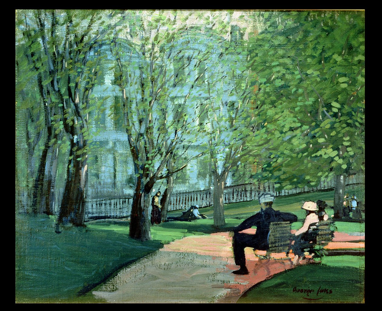 Summer Day, Boston Public Garden, n. 1923 (öljy kankaalle) tekijältä George Benjamin Luks