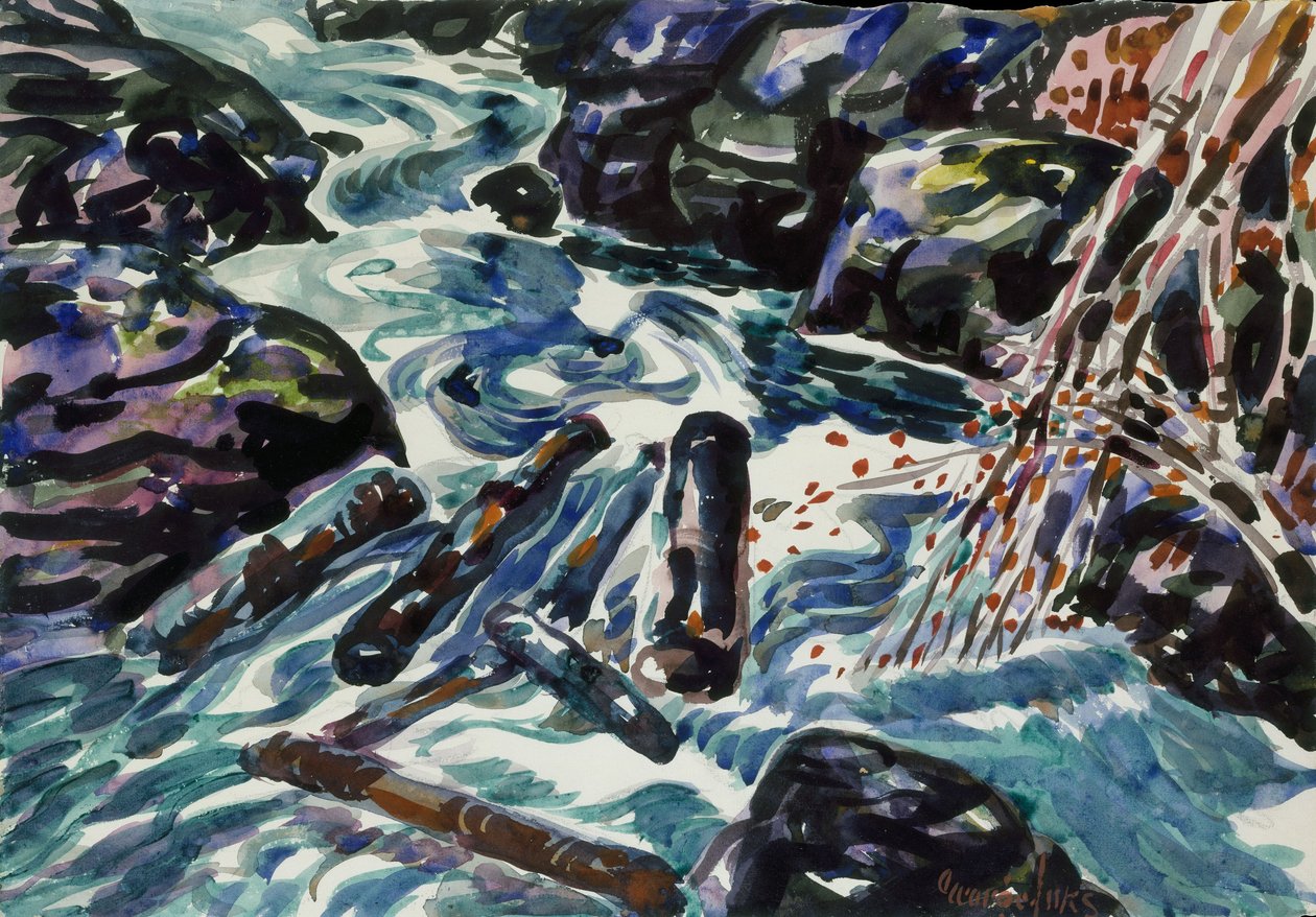 The Brook, Nova Scotia (akvarelli ja kynä paperille) tekijältä George Benjamin Luks