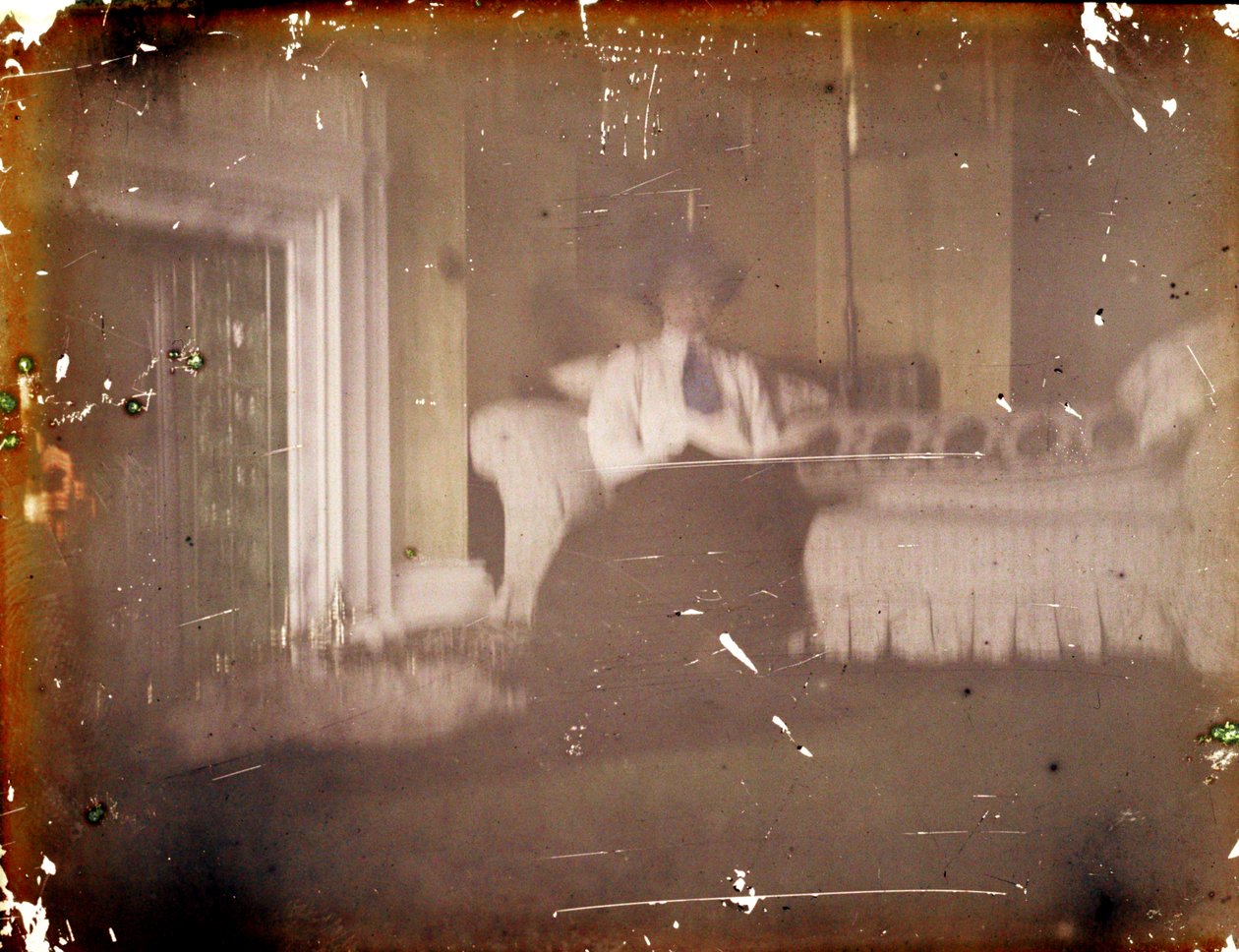 Dona asseguda en un sofà, c. 1910 (autocrom) finès tekijältä George Bernard Shaw