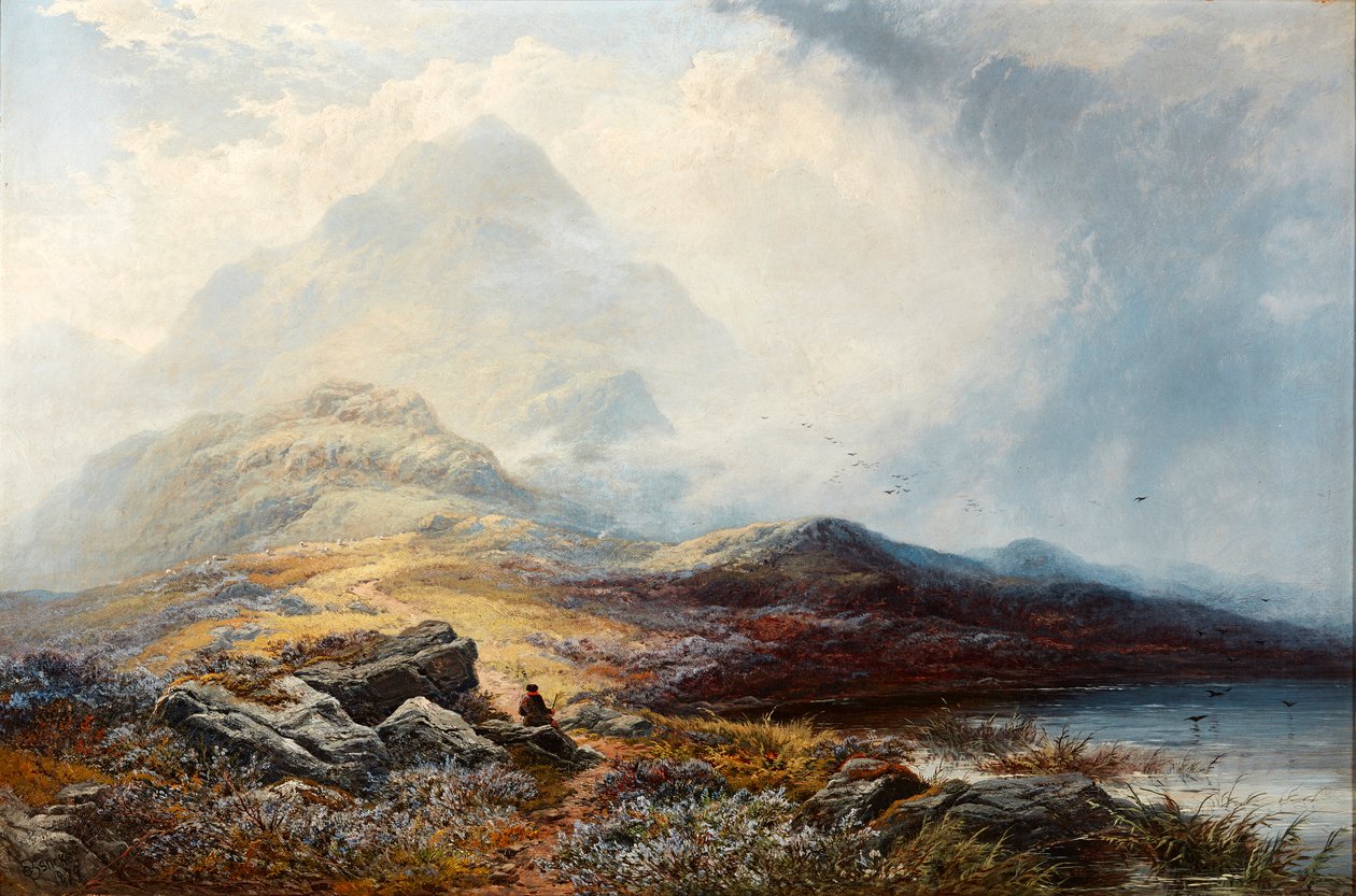 Grampian Hillsin myrskyn raivaus (öljy kankaalle) tekijältä George Blackie Sticks