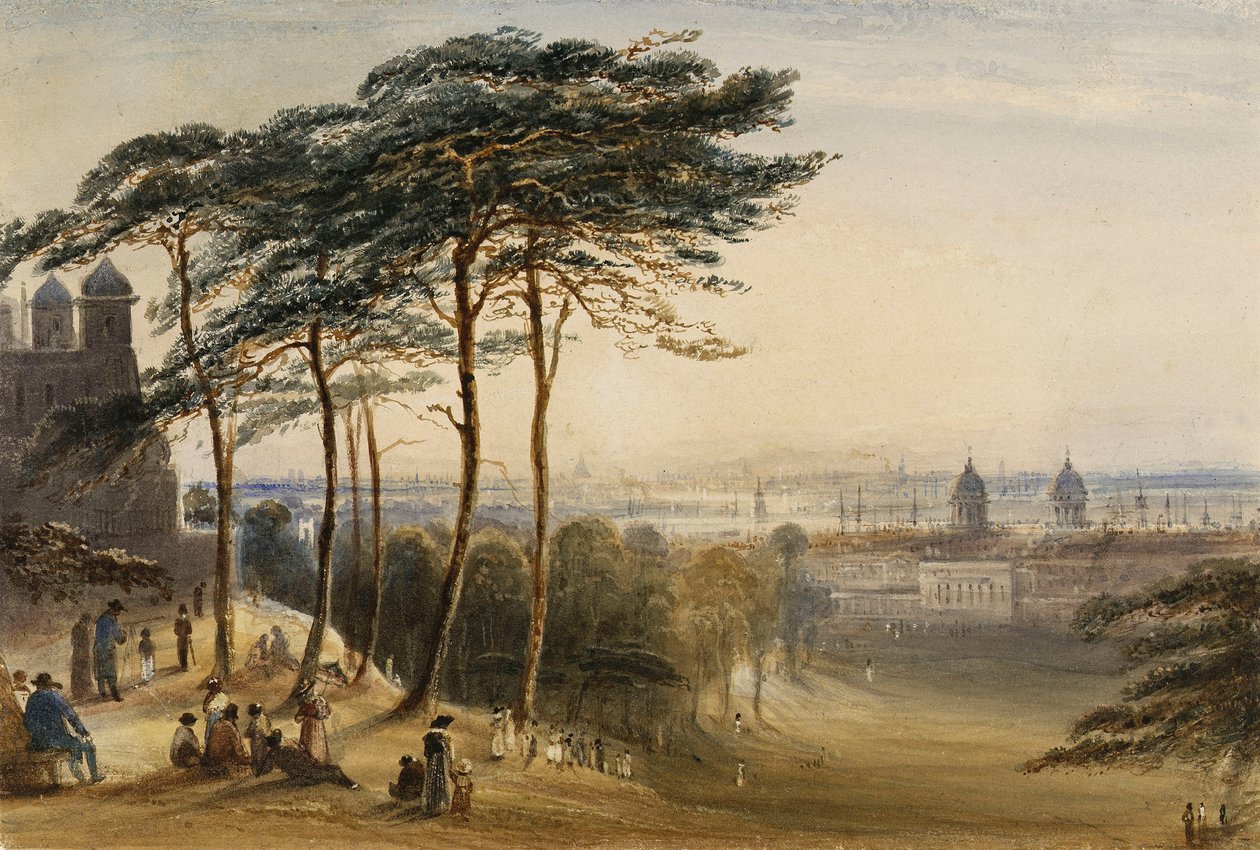 Greenwich observatoriokukkulalta, noin 1850 (akvarelli). tekijältä George Bryant Campion