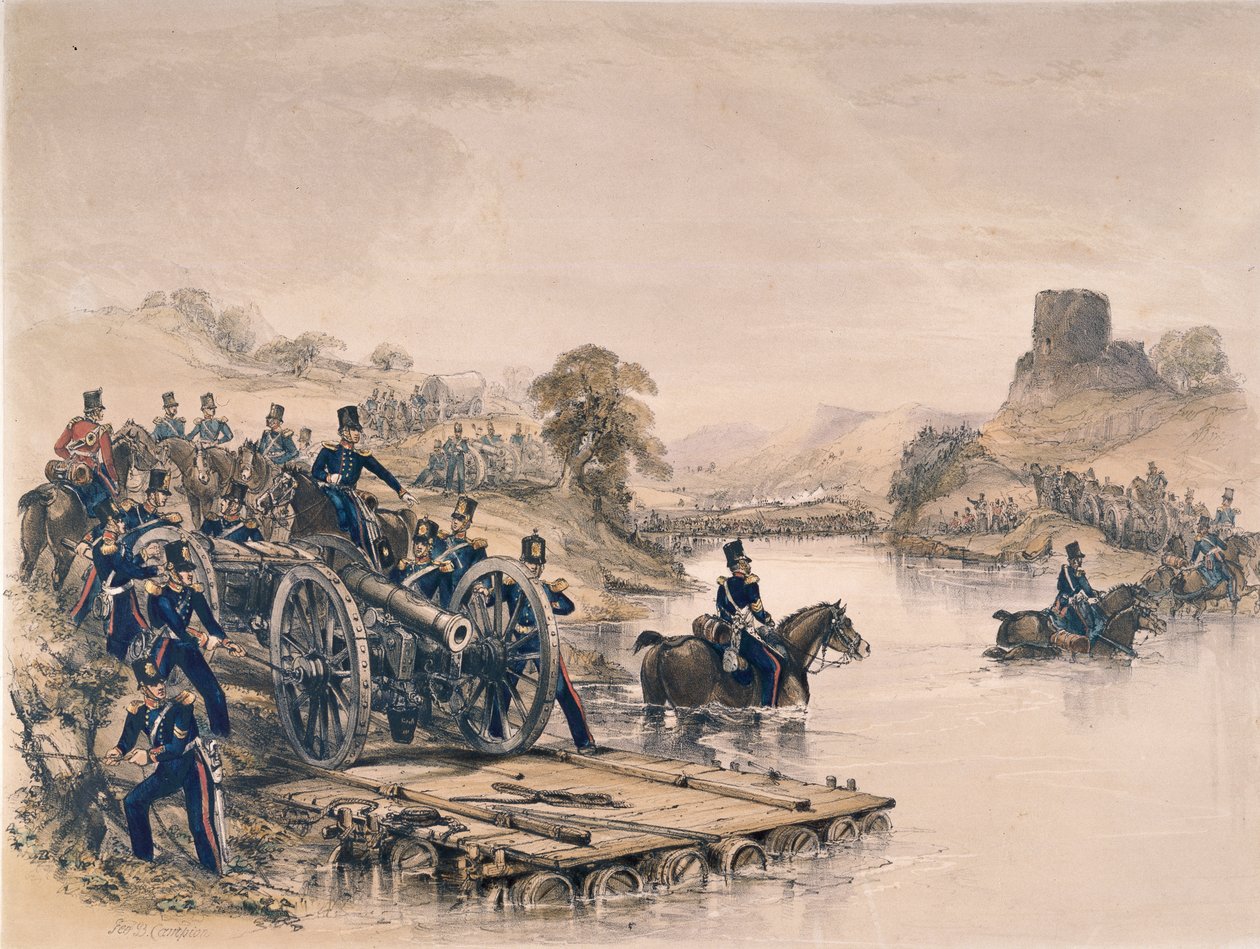 ?Kuninkaallinen tykistö?, joen ylitys, 1854 noin tekijältä George Bryant Campion