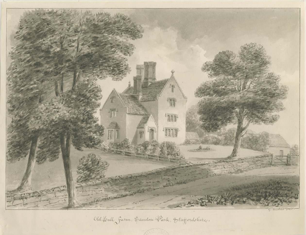Sandon - Old Hall Farm: seepiapesupiirros tekijältä George Buckler
