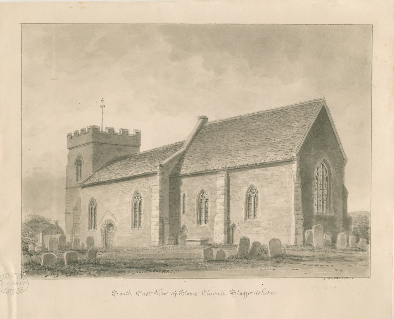 Stowe Church: seepiapesupiirros tekijältä George Buckler