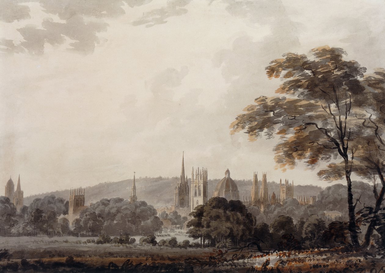 Näkymä Oxfordin tornille ja tornille, Oxfordshire tekijältä George Bulteer Fisher