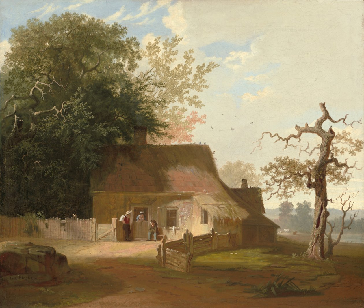 Mökin maisema tekijältä George Caleb Bingham