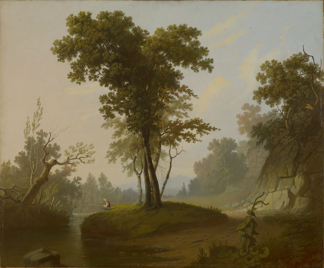 Maisema ja kalastaja tekijältä George Caleb Bingham