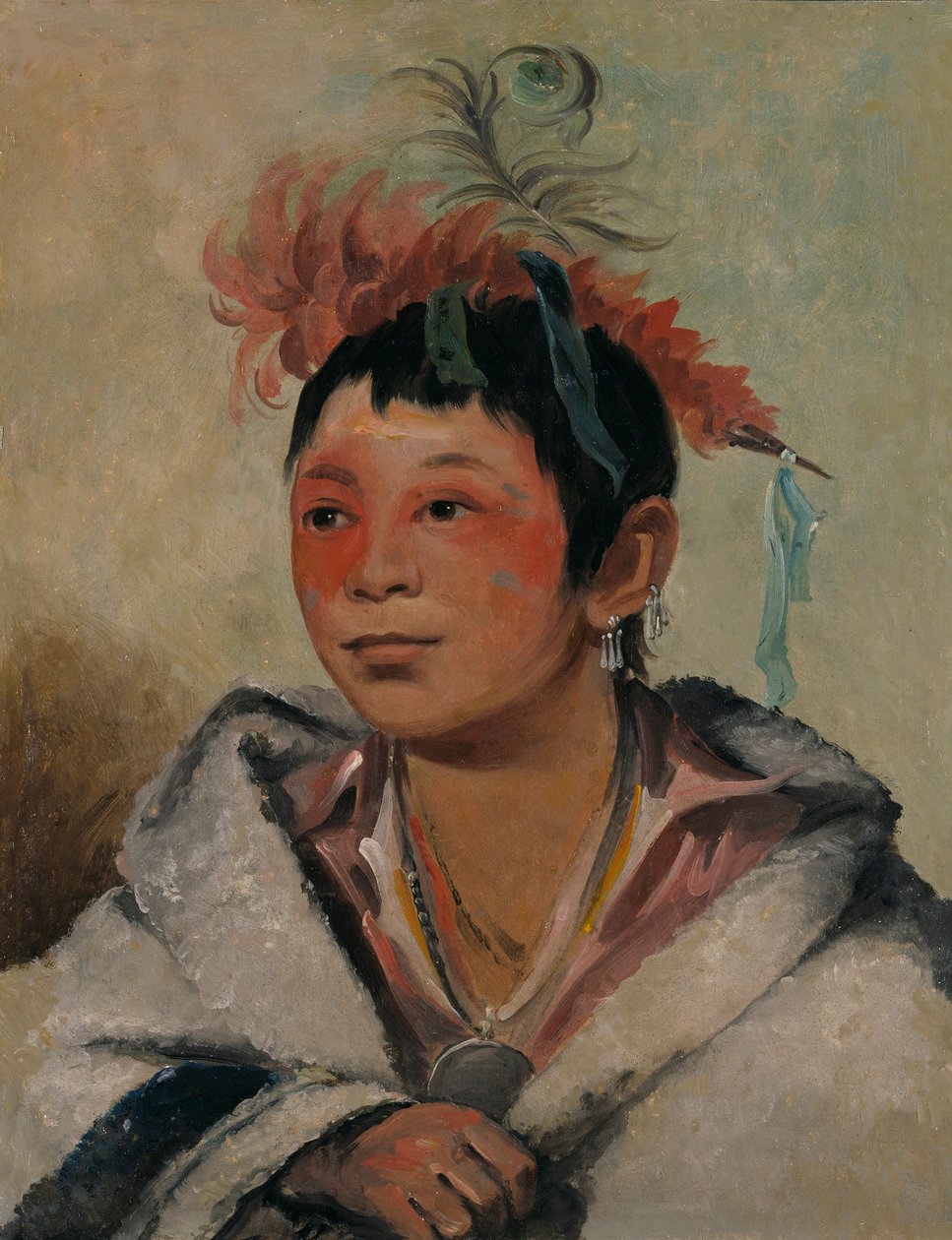 Aú-nah-kwet-to-hau-páy-o, Yksi istuu pilvissä, poika tekijältä George Catlin