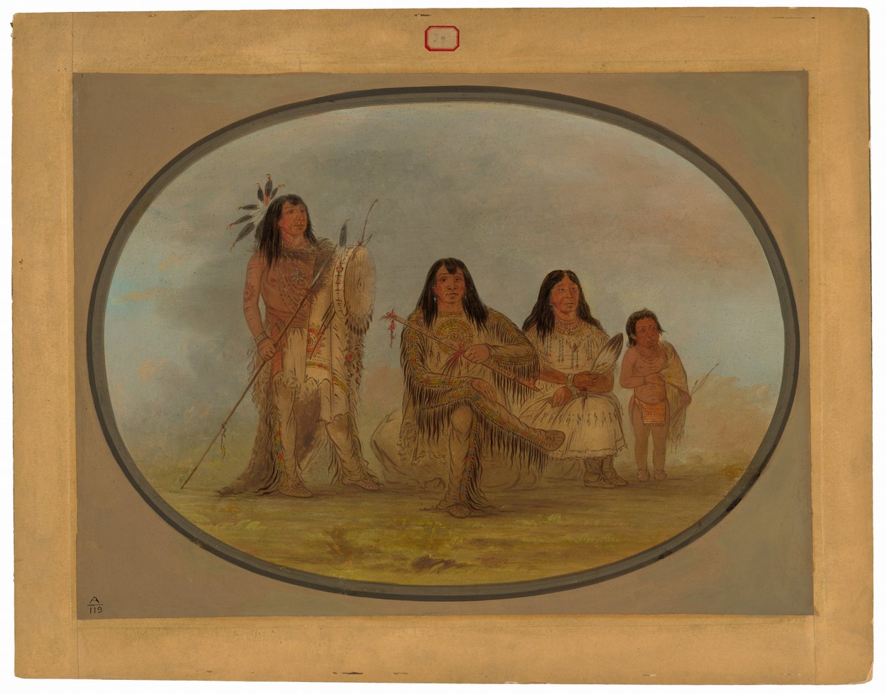 Mustajalkapäällikkö, hänen vaimonsa ja lääkemies tekijältä George Catlin