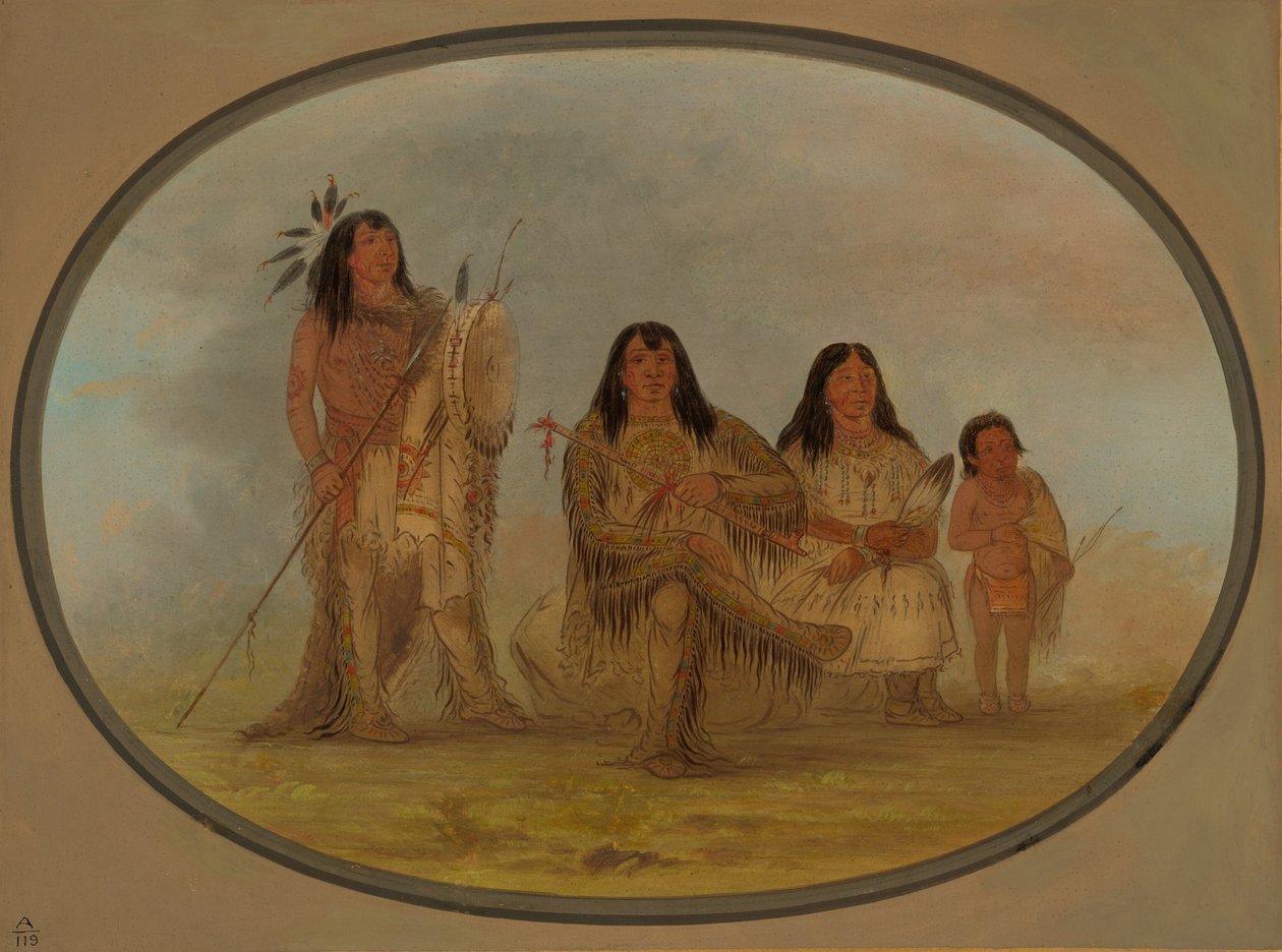 Mustajalkapäällikkö, hänen vaimonsa ja lääkemies, 18611869. tekijältä George Catlin