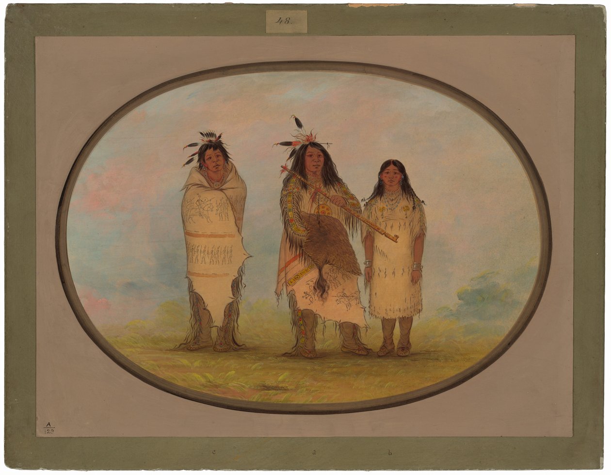 Cheyennen päällikkö, hänen vaimonsa ja lääkemies tekijältä George Catlin