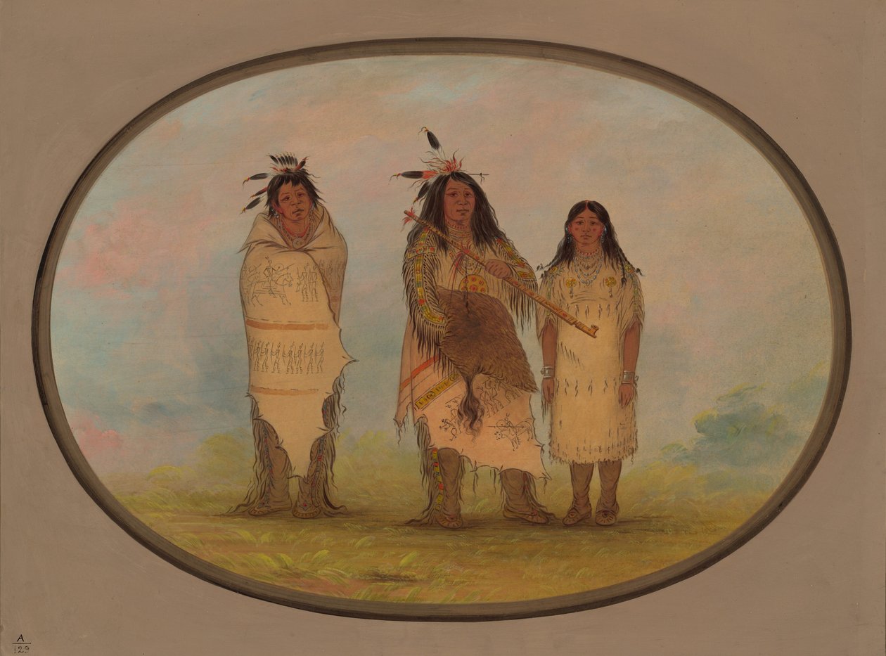 Un cap Cheyenne, la seva dona i un metge, 1861-1869. finlandès tekijältä George Catlin