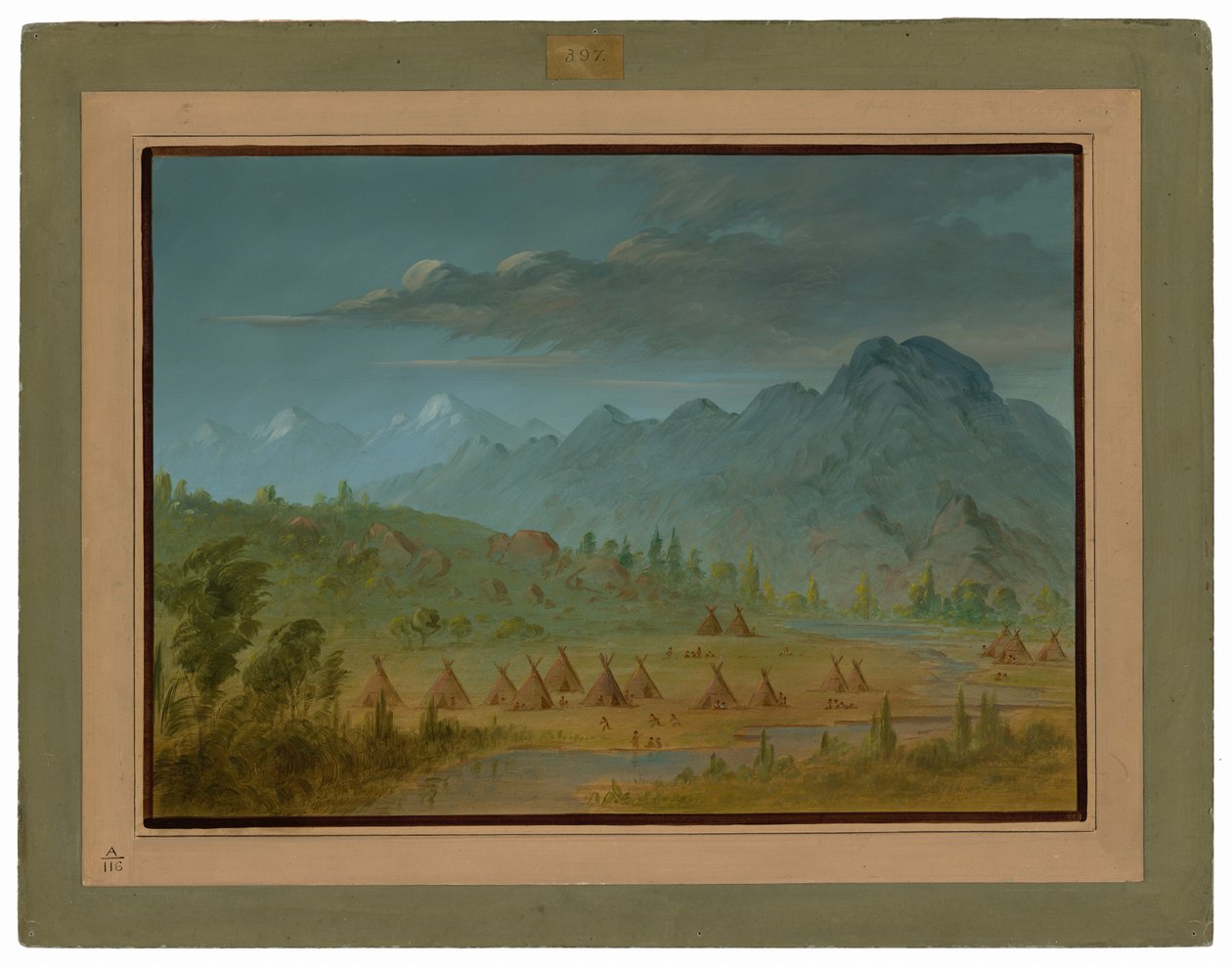 Crow Village ja Lohijoen vuoret tekijältä George Catlin