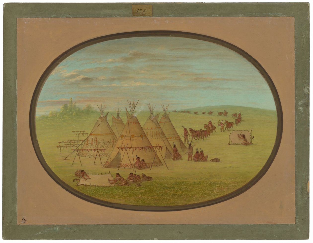 Pieni Sioux-kylä tekijältä George Catlin