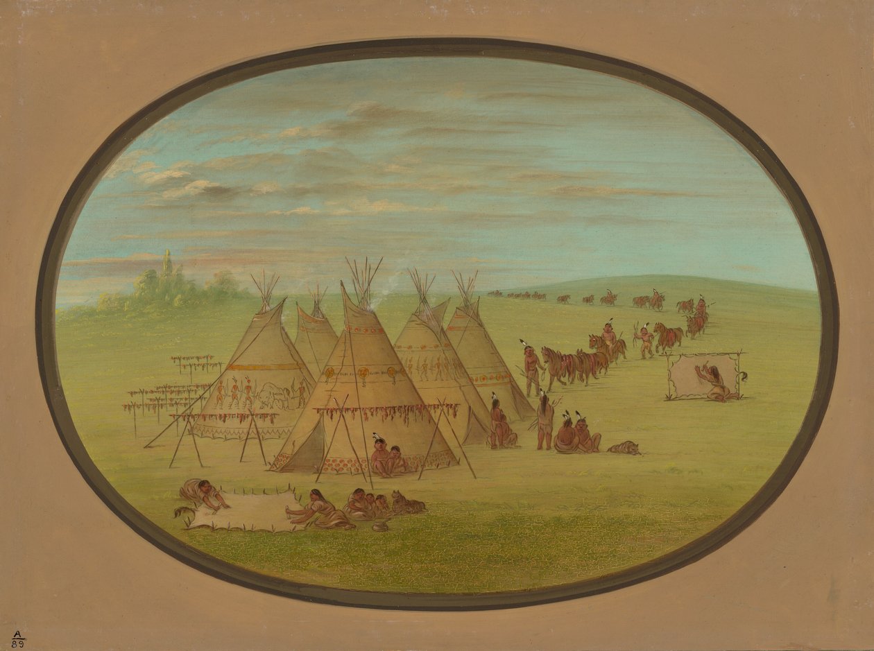 Pieni Sioux-kylä, 18611869. tekijältä George Catlin