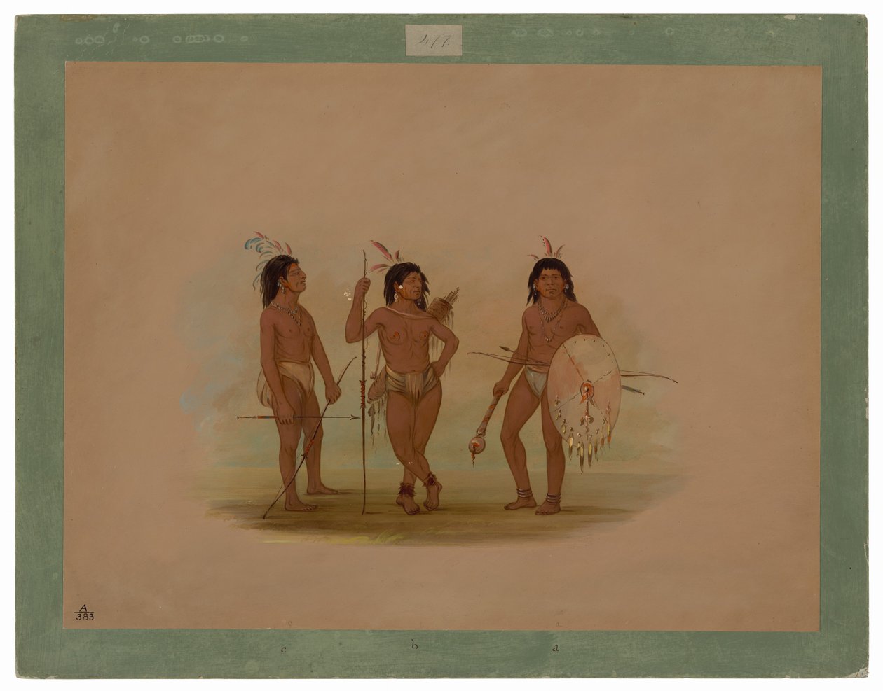 Puelchee-päällikkö ja kaksi nuorta soturia tekijältä George Catlin