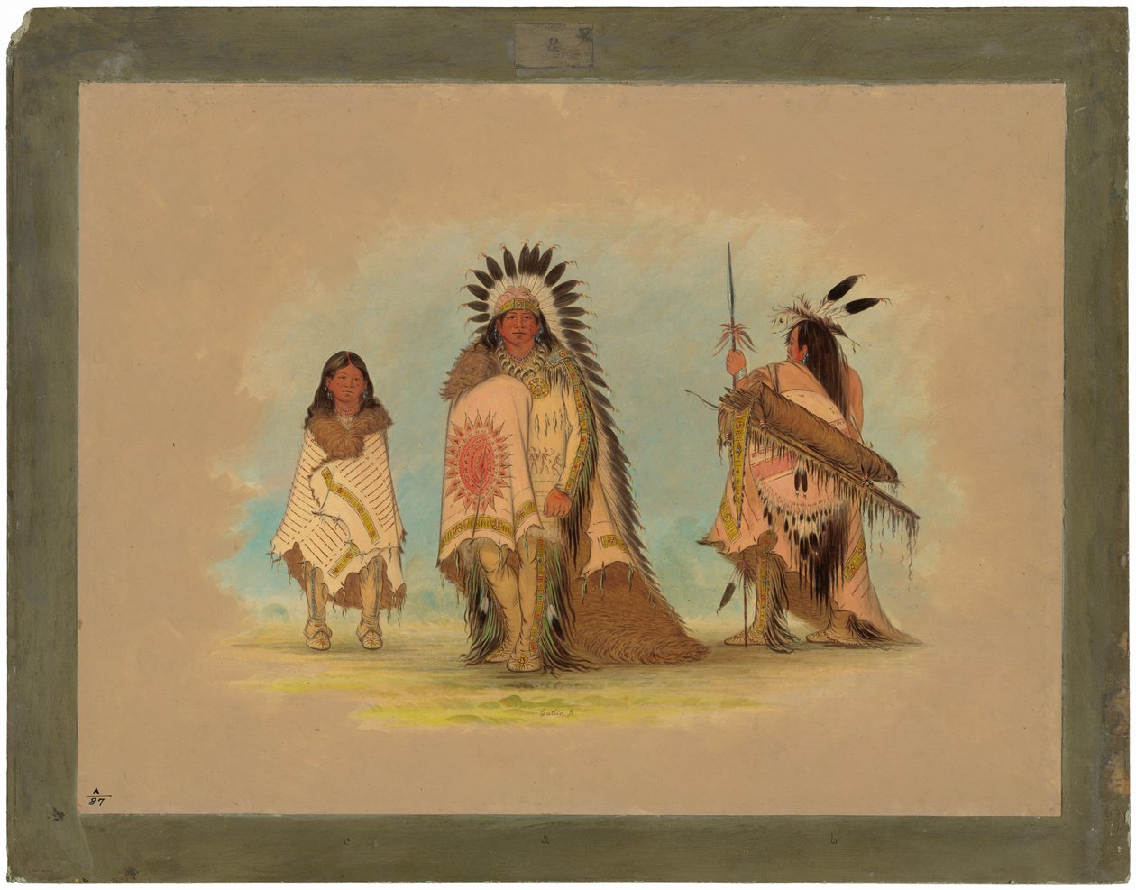Sioux-päällikkö, hänen tyttärensä ja soturi tekijältä George Catlin