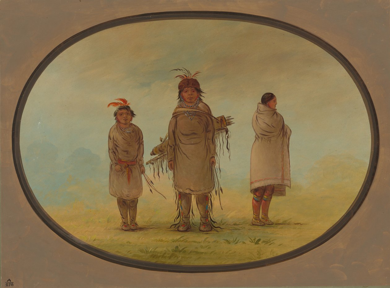 Kivisoturi, hänen vaimonsa ja poika, 18551869. tekijältä George Catlin