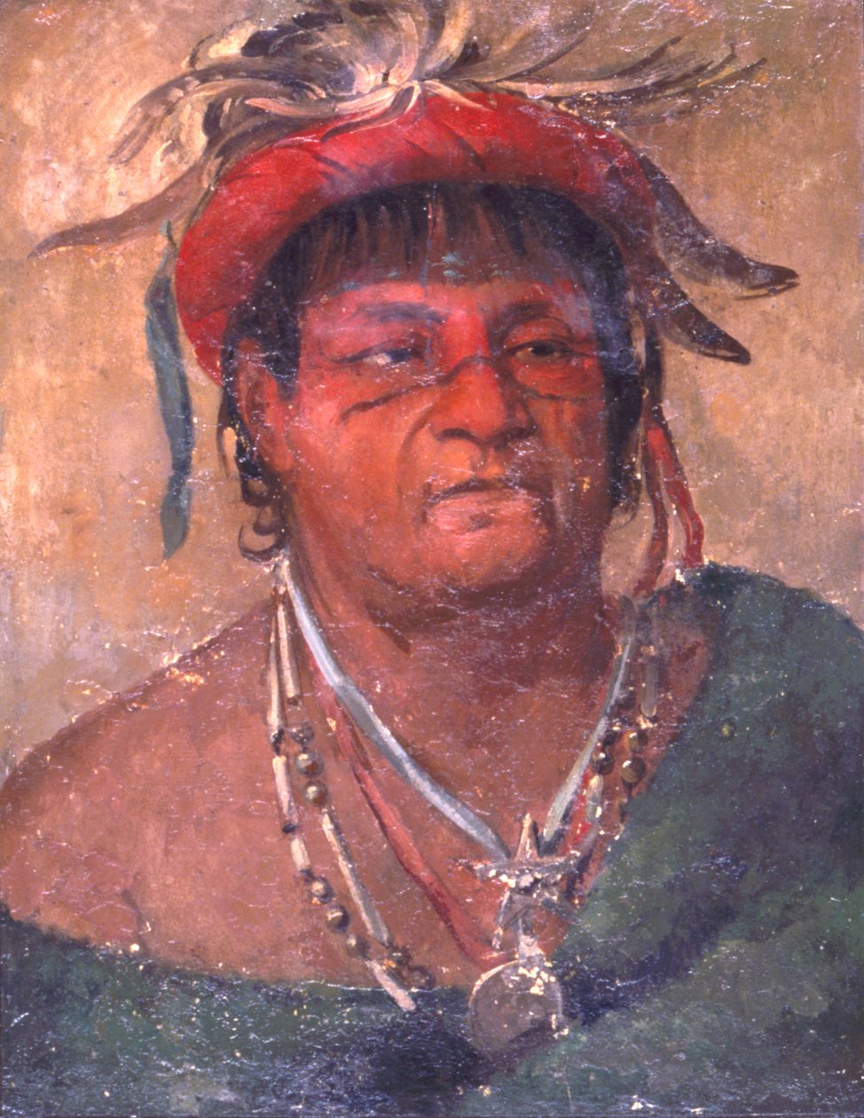 Aúh-ka-nah-paw-wáh, maa seisoo, vanha ja urhea soturi tekijältä George Catlin