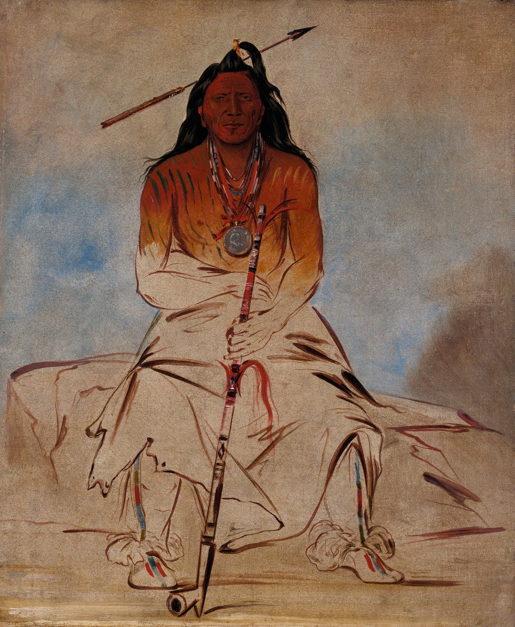 Ah-sháw-wah-róoks-te, Lääkehevonen, suuri pawnee-urheilija. tekijältä George Catlin