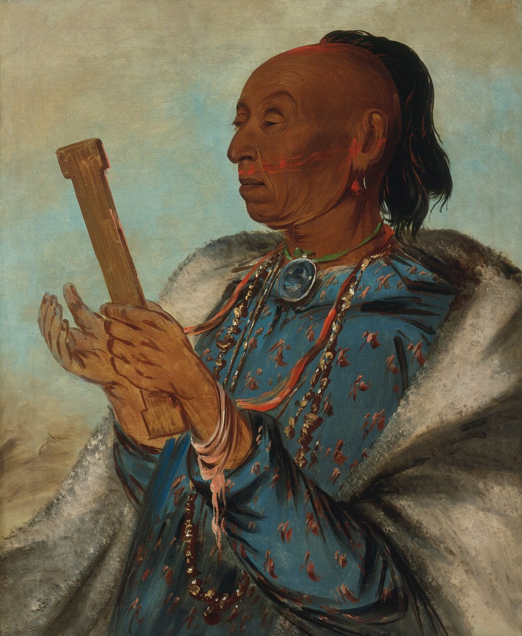 Ah-tón-we-tuck, Cock Turkey, Repeating His Prayer (Toistan rukouksensa) tekijältä George Catlin
