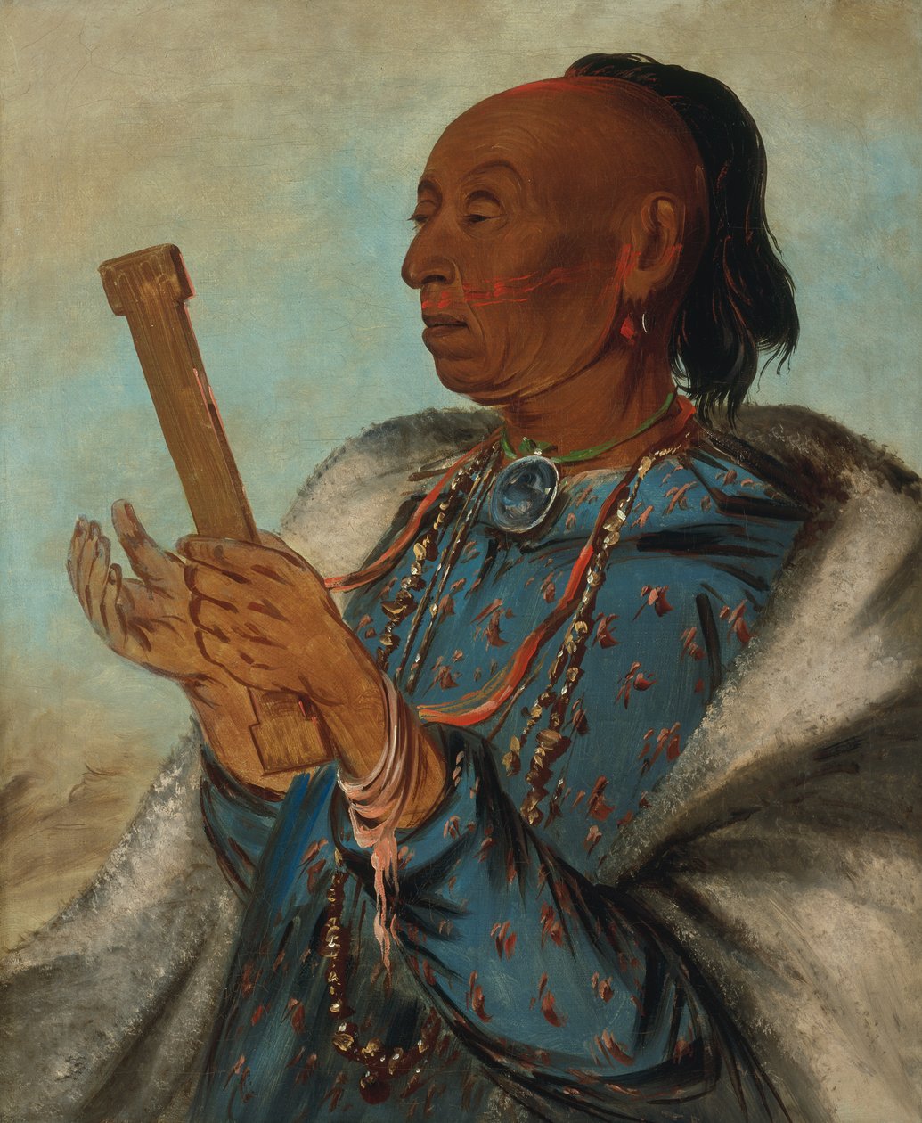 Ah-tón-we-tuck, Kukko Turkki, toistaa rukoustaan, 1830. tekijältä George Catlin