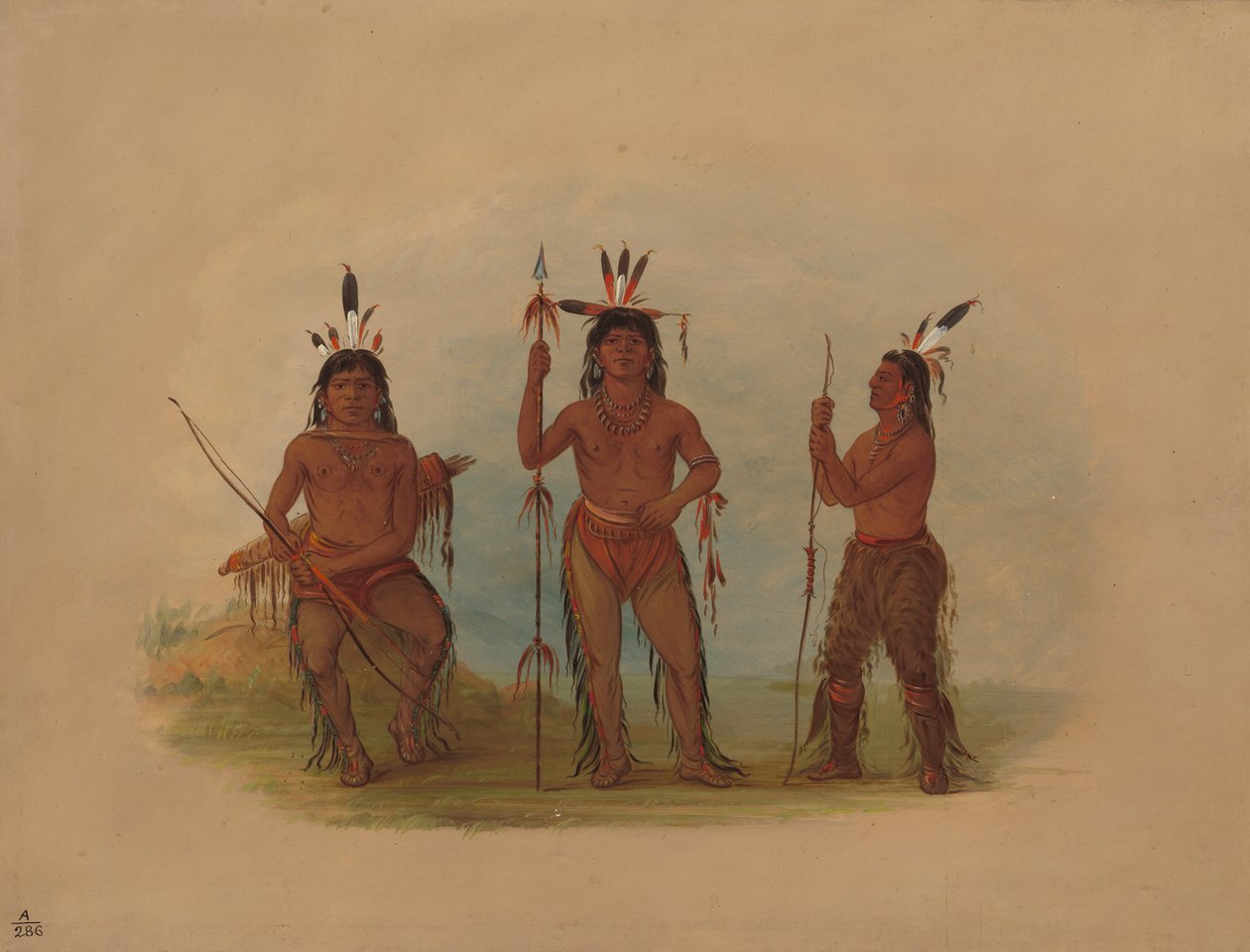 Alaeutian päällikkö ja kaksi soturia, 18551869. tekijältä George Catlin
