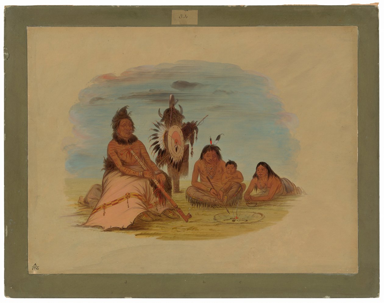 Iäkäs minatarripäällikkö ja hänen perheensä tekijältä George Catlin