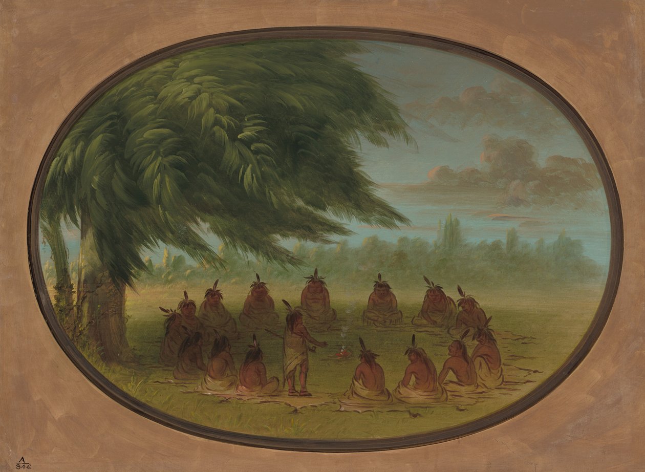 Intiaanineuvosto - Sioux, 18611869. tekijältä George Catlin
