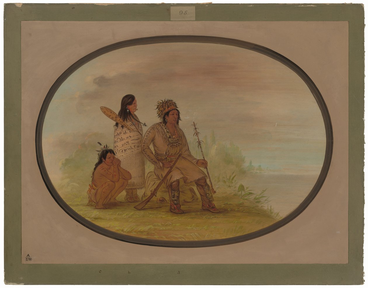 Vanha nayas-intiaani, hänen tyttärentytär ja poika tekijältä George Catlin
