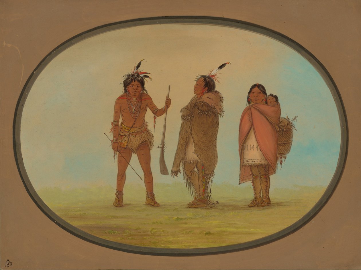 Arapaho-päällikkö, hänen vaimonsa ja soturi, 18611869. tekijältä George Catlin