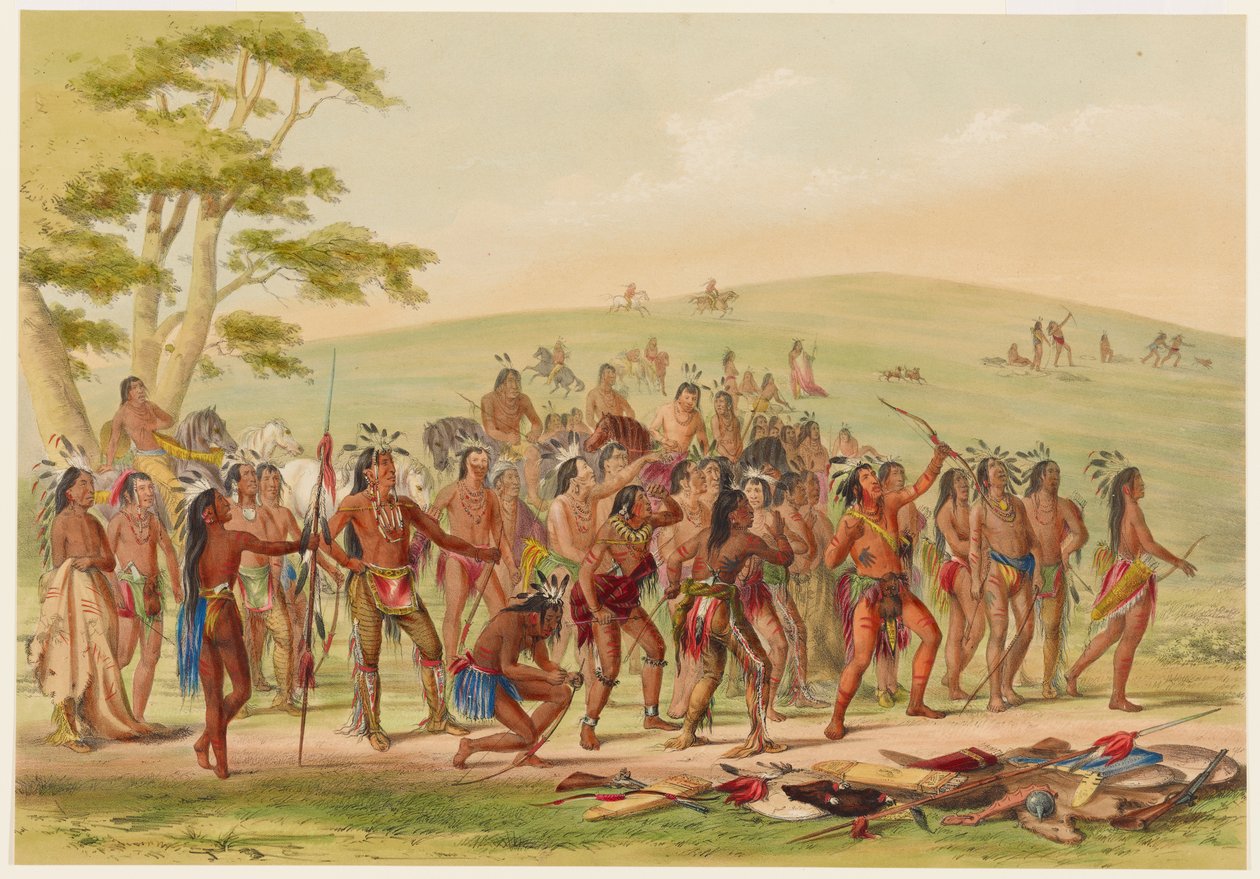 Mandaneiden jousiammunta tekijältä George Catlin