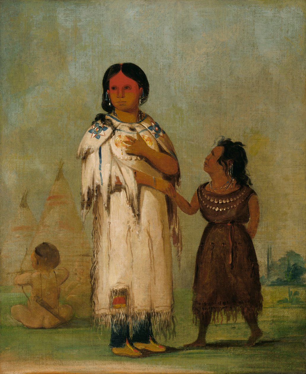 Assiniboin nainen ja lapsi tekijältä George Catlin