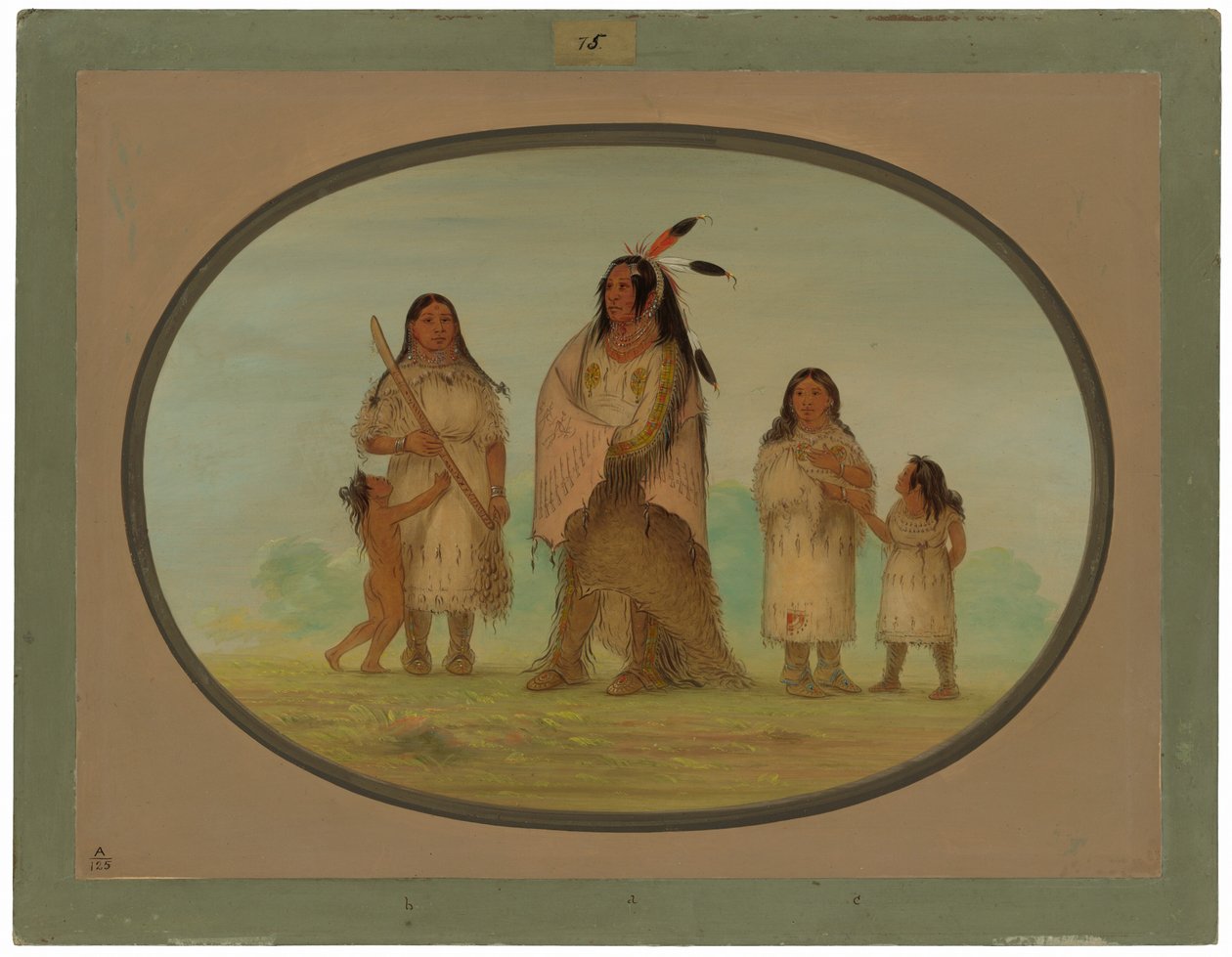 Assinneboine Warrior ja hänen perheensä tekijältä George Catlin